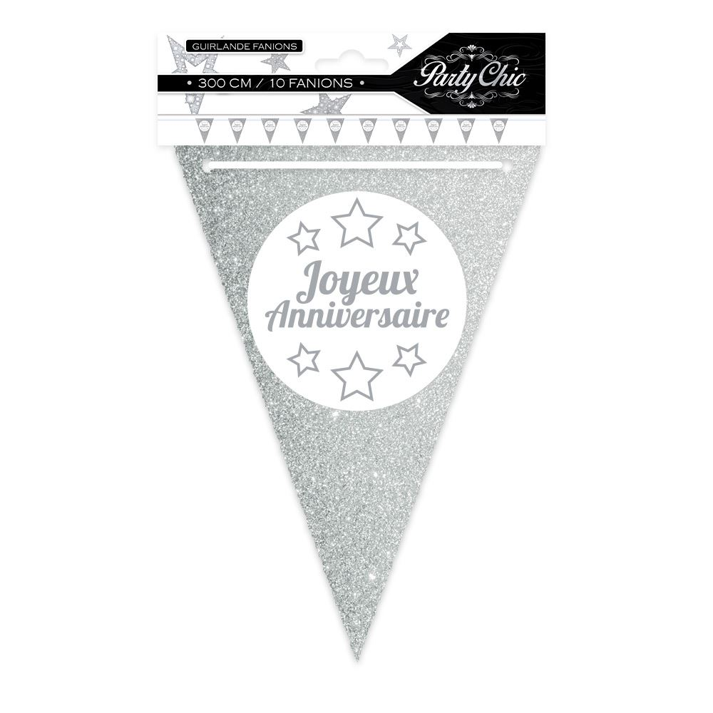 Guirlande joyeux anniversaire argent