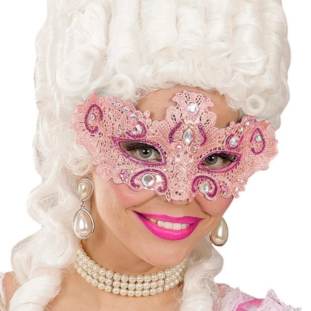 Loup Vénitien dentelle orné de pierres (2 couleurs)