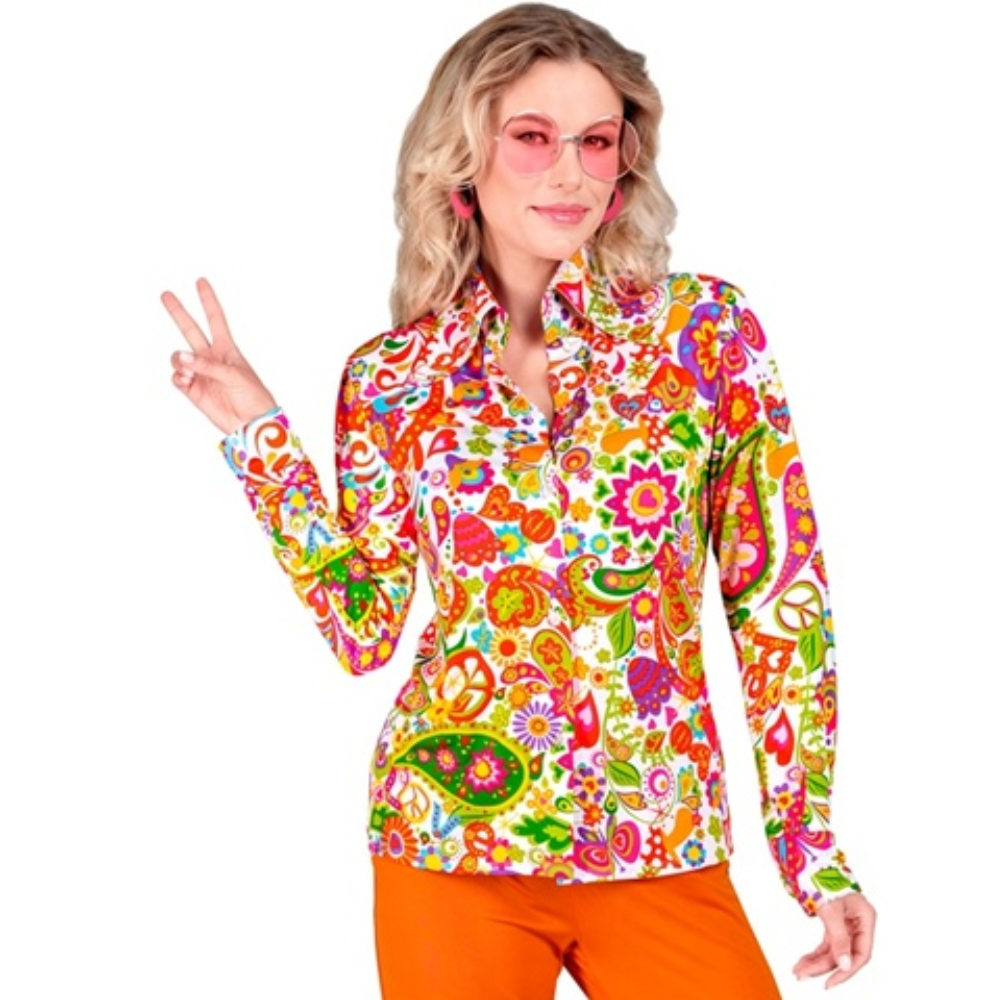 Chemise femme hippie motif rose
