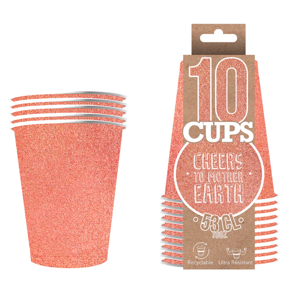 10 cups rose pailleté
