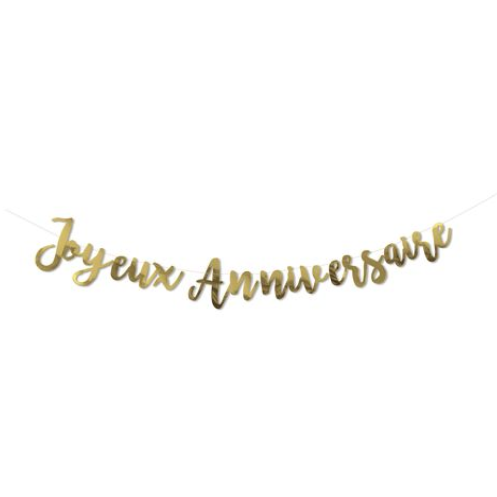 Guirlande Joyeux anniversaire manuscrit - 3 couleurs