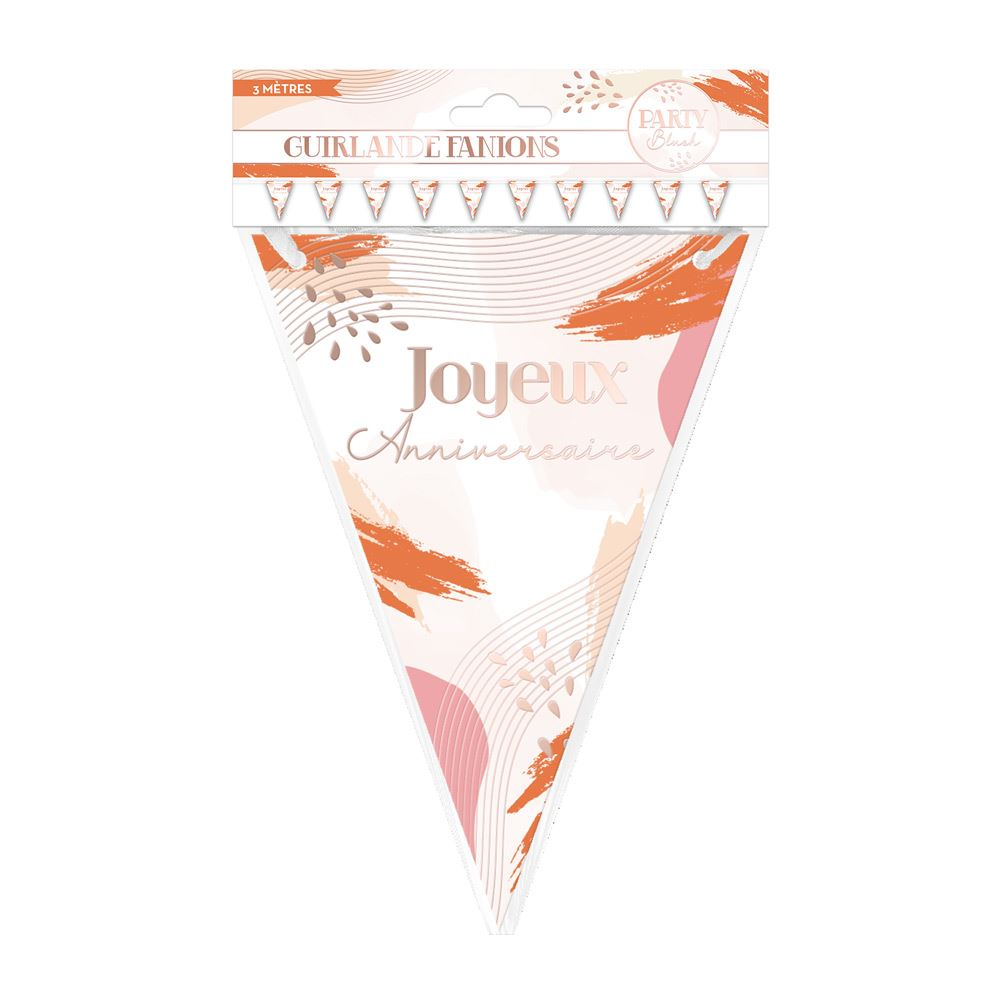 Guirlande fanion joyeux anniversaire terracotta