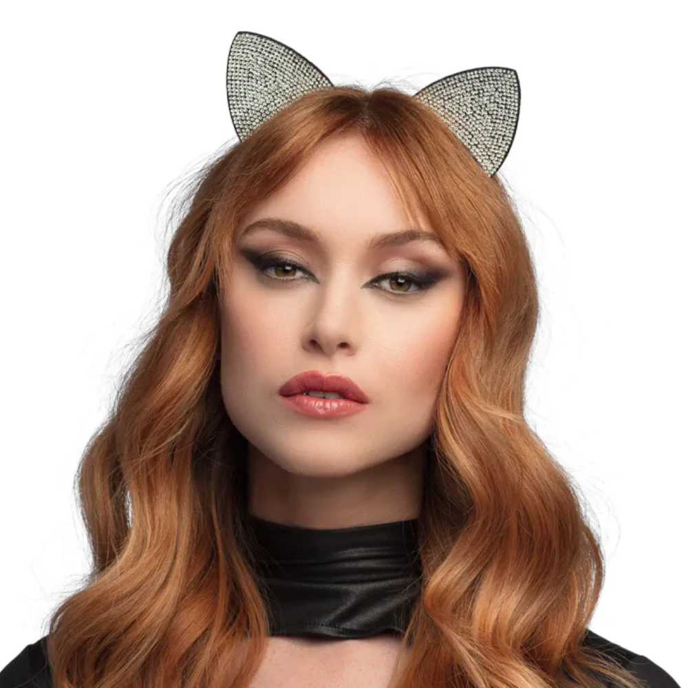 Serre tête chat strass
