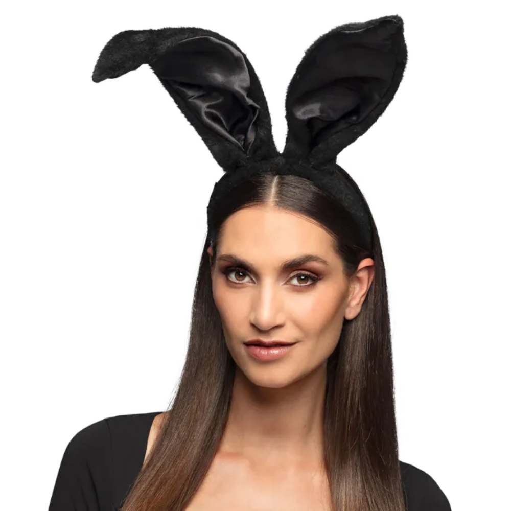 Serre tête lapin noir XXL