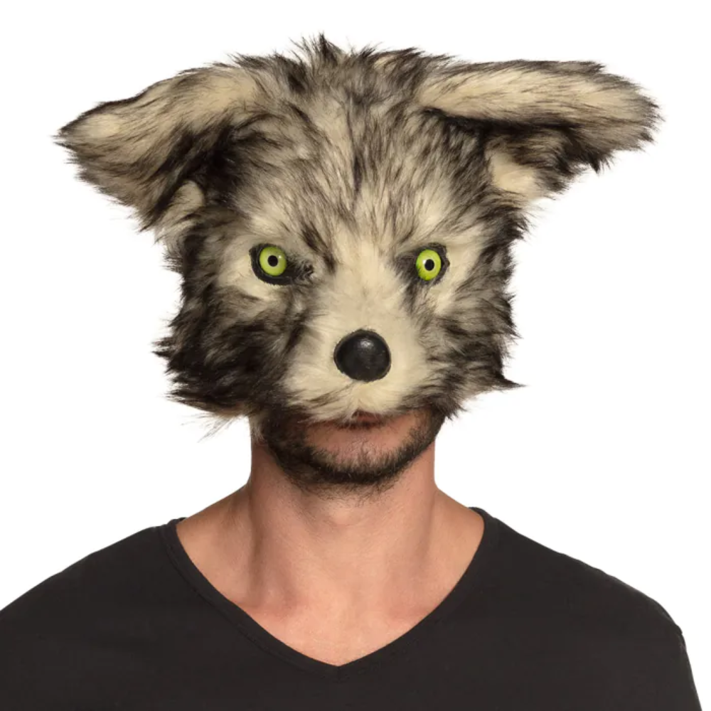 Demi masque peluche loup luxe
