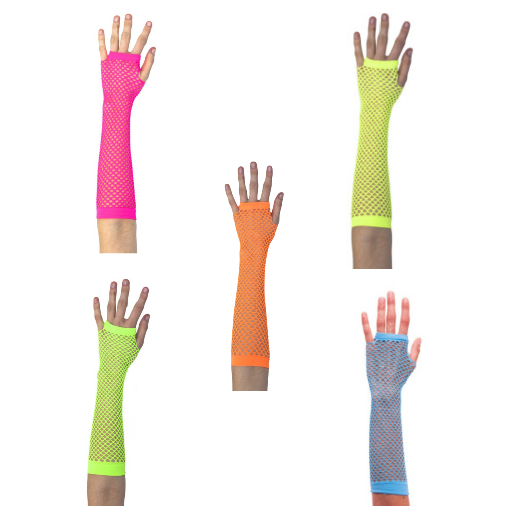 Fluo : Mitaines longues résilles 5 couleurs