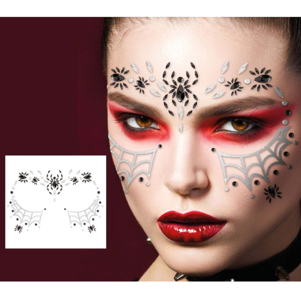 Bijoux visage adhésifs araignée