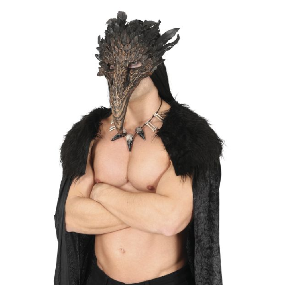 Masque oiseau avec plumes