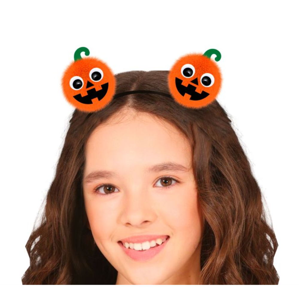 Serre-tête pompon citrouille
