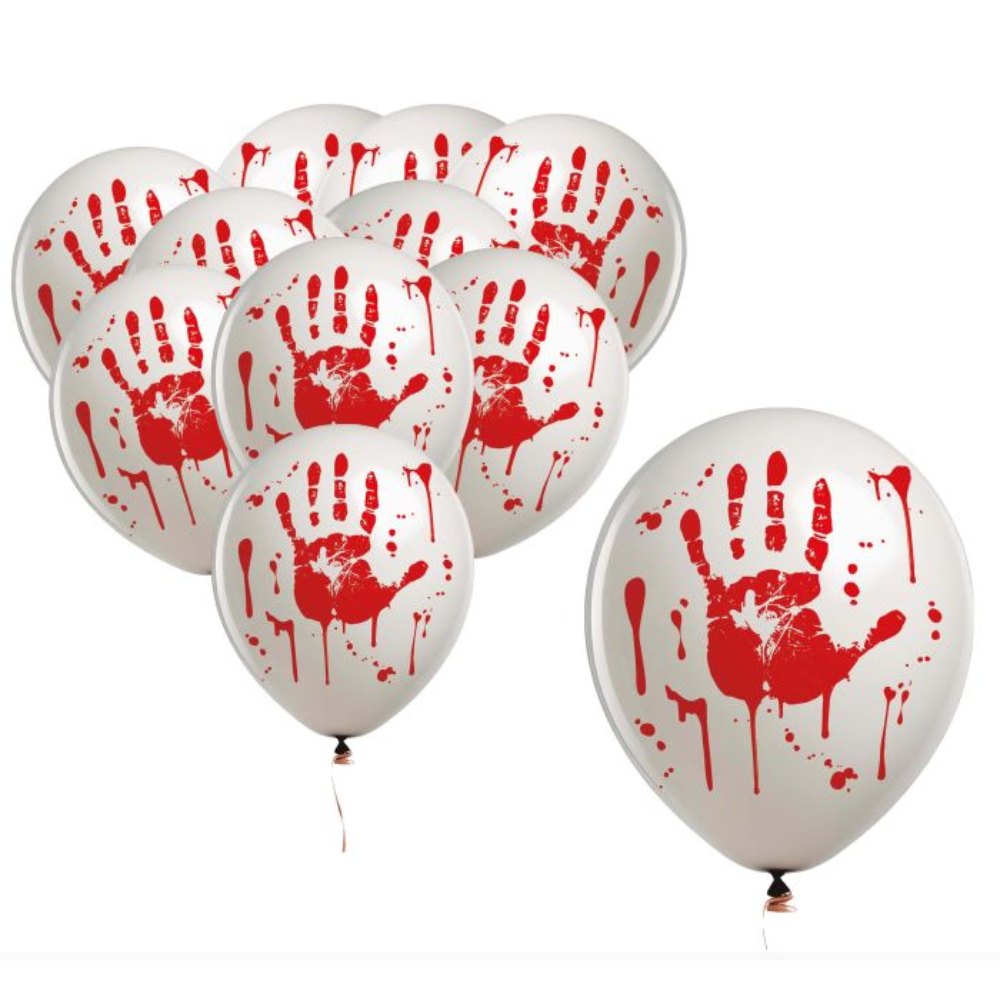Sachet 10 ballons main ensanglantée 30cm