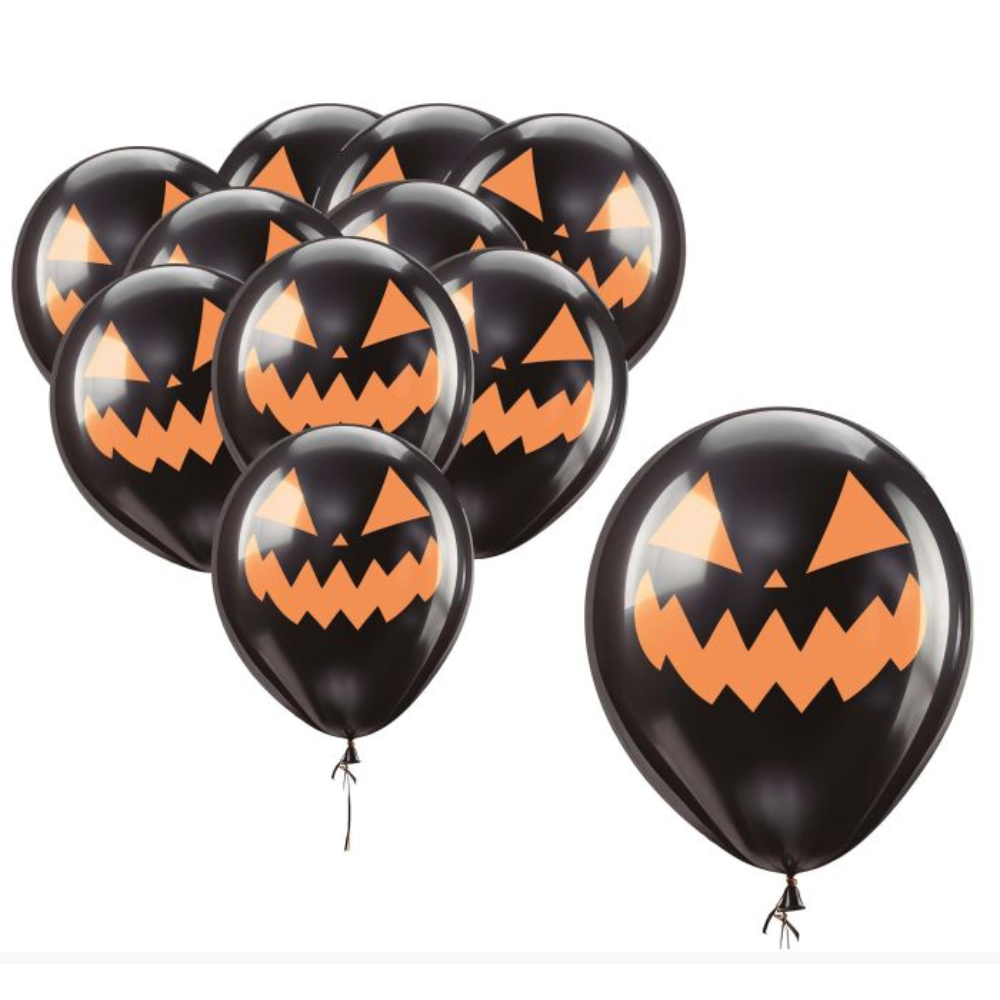 Sachet 10 ballons citrouille noir 30cm