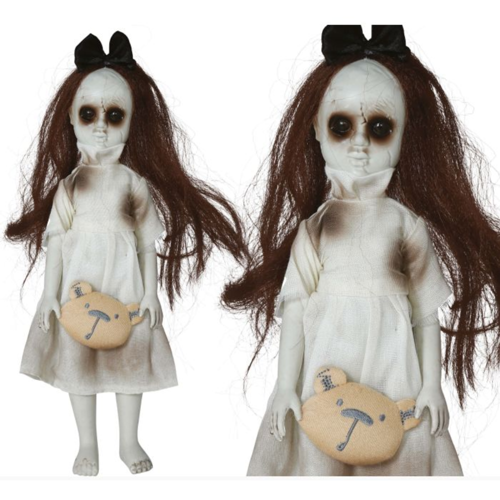 Suspension fillette avec peluche