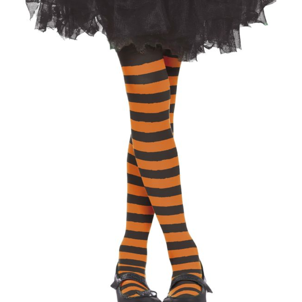 Collants orange à rayures