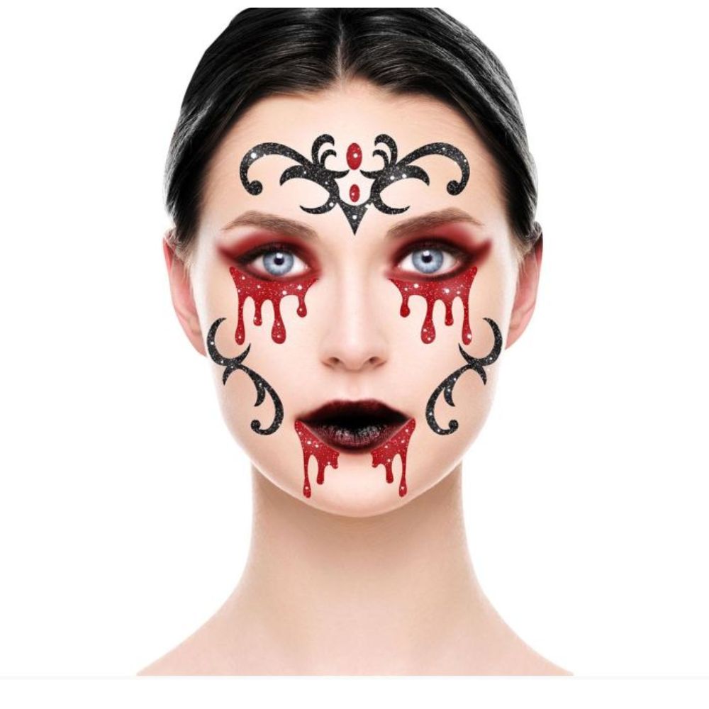 Stickers glitter visage vampire