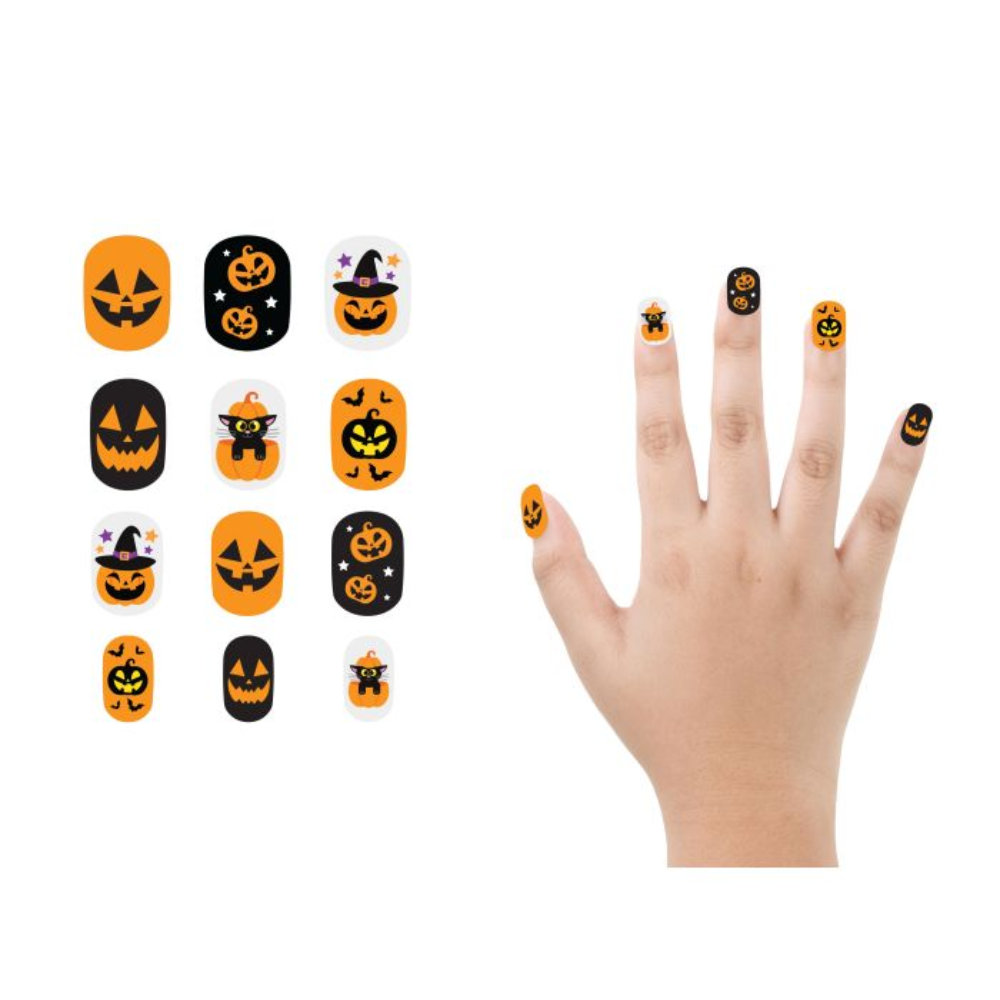 Faux ongles citrouilles enfant