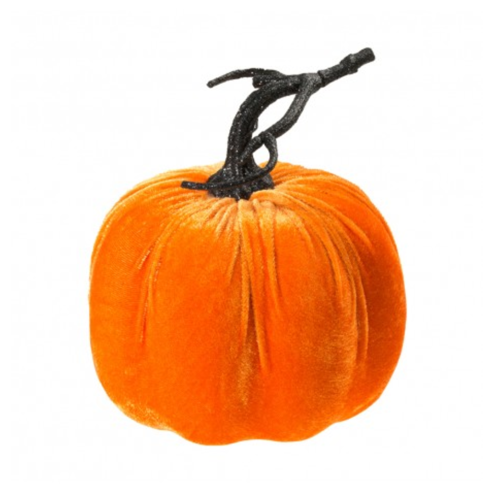 Citrouille velours orange 17cm