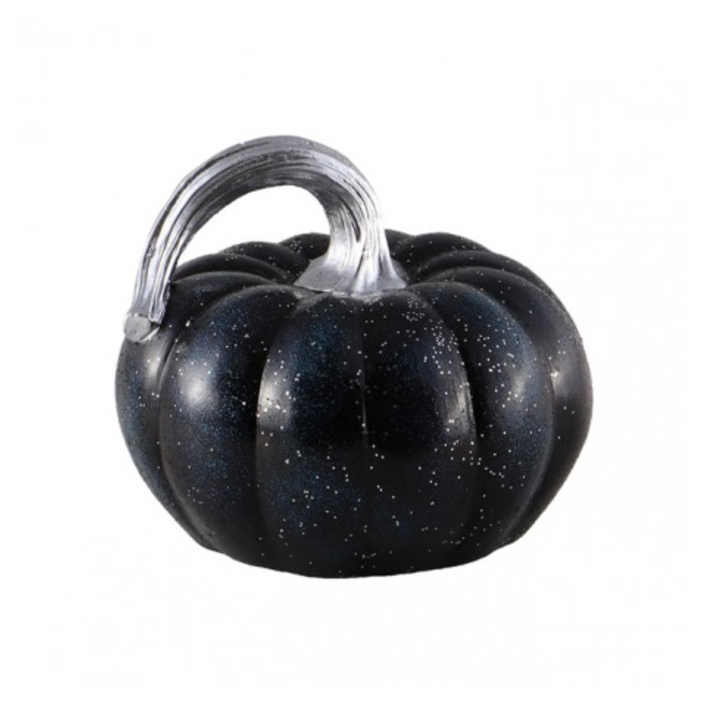 Citrouille résine noir bleutée 11 cm