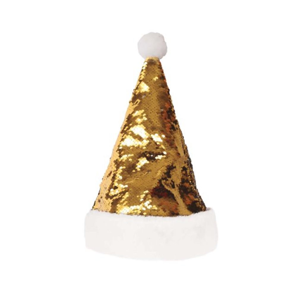 Bonnet noël sequin or/argent