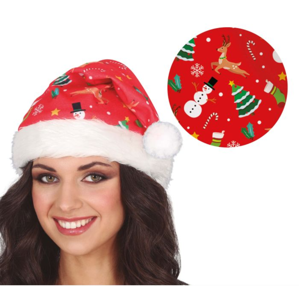 Bonnet noël à motif rouge