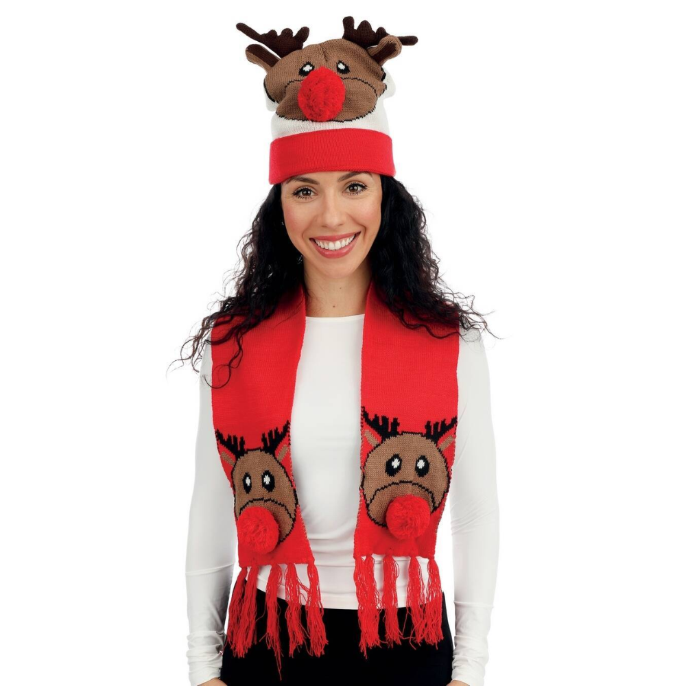 Bonnet et écharpe renne