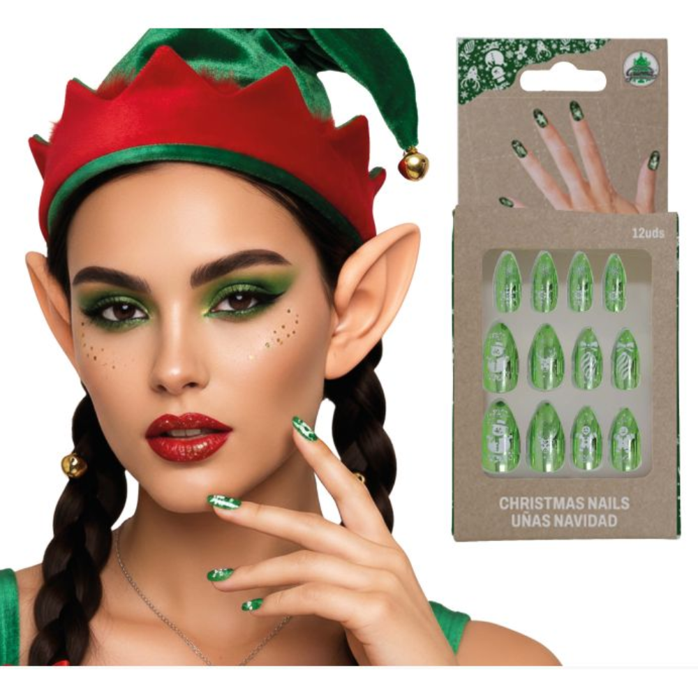 Faux ongles noël vert