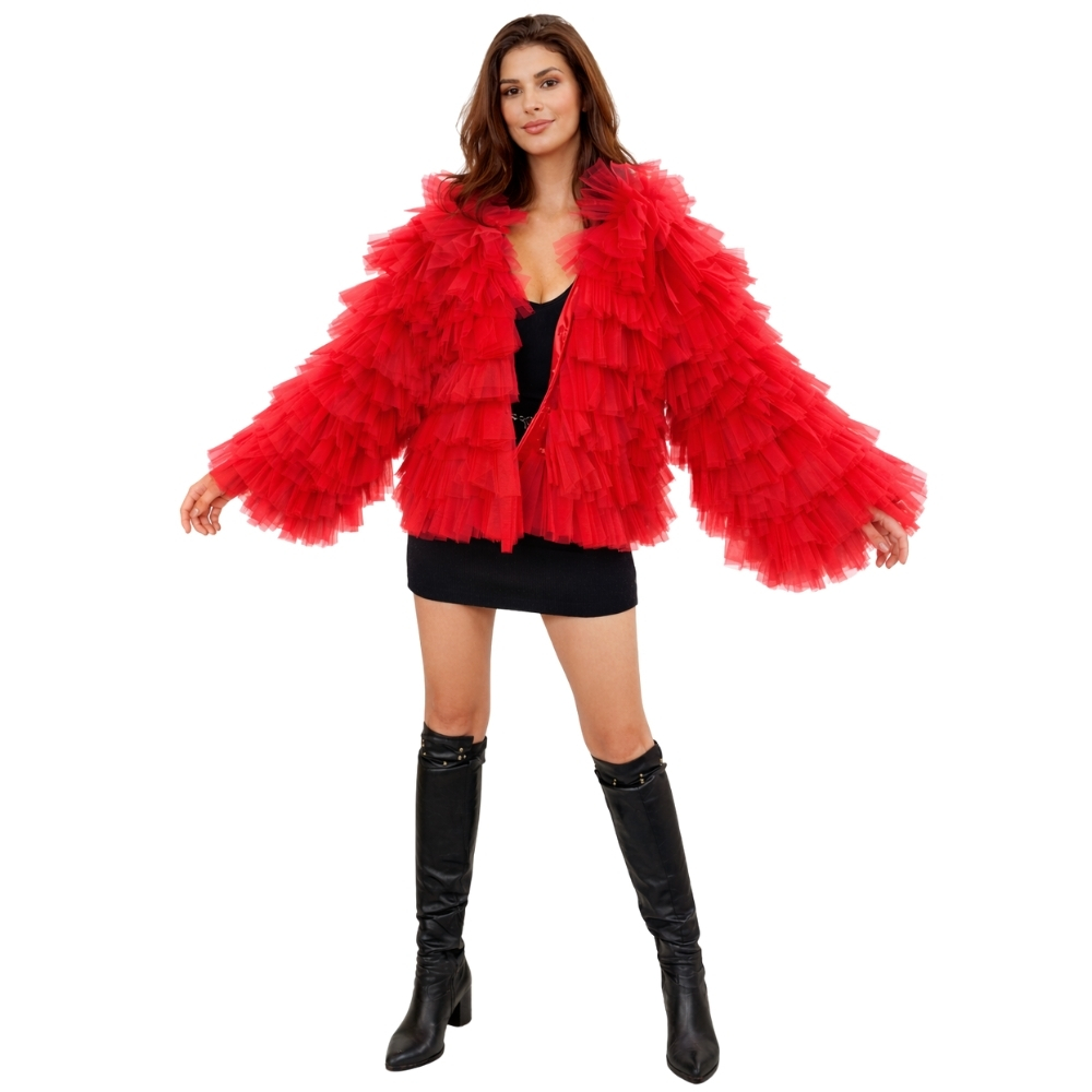 Veste a froufrou rouge
