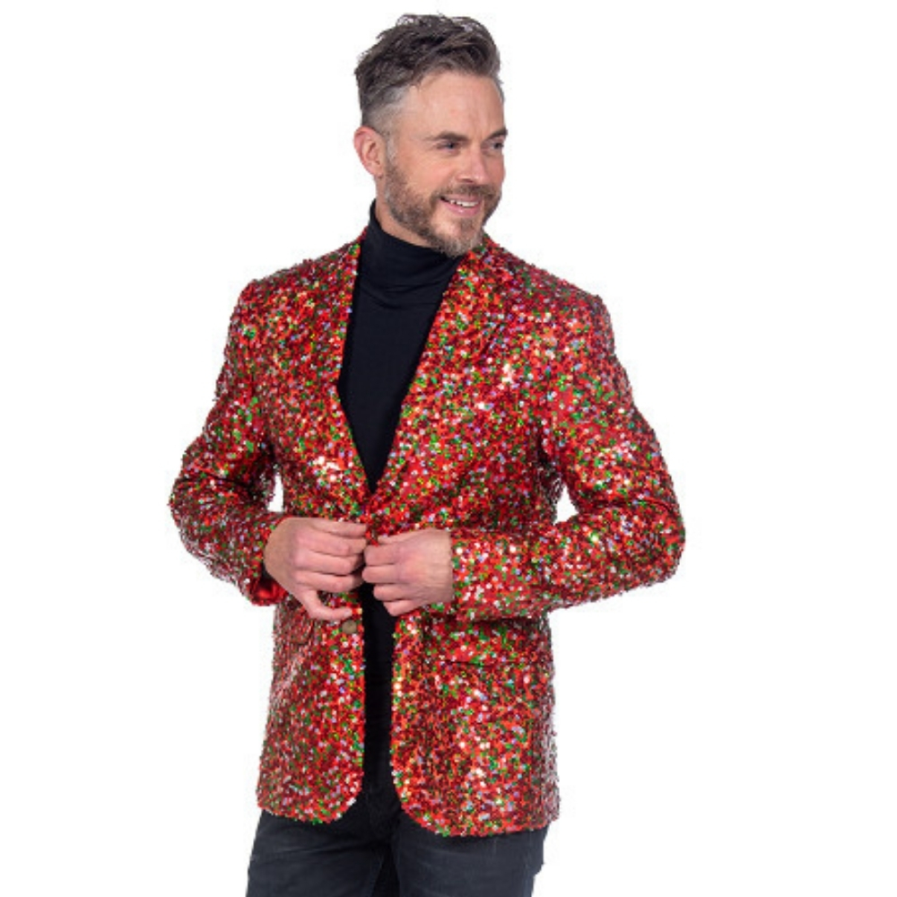 Gala : veste sequin rouge et vert