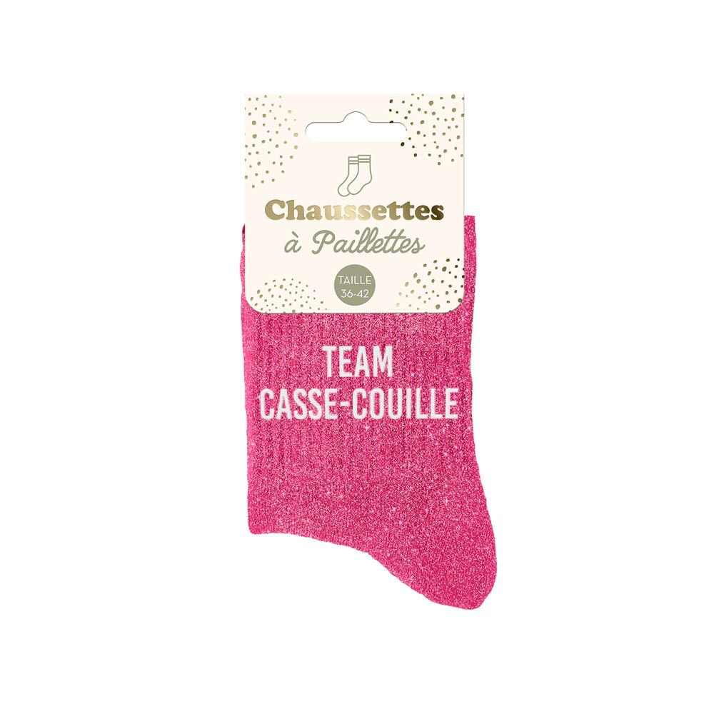 Chaussette paillettes team casse couille