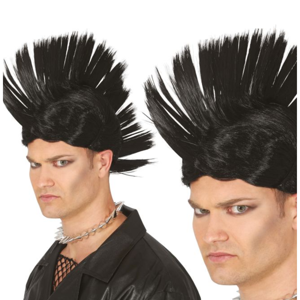 Punk : Perruque crête noire