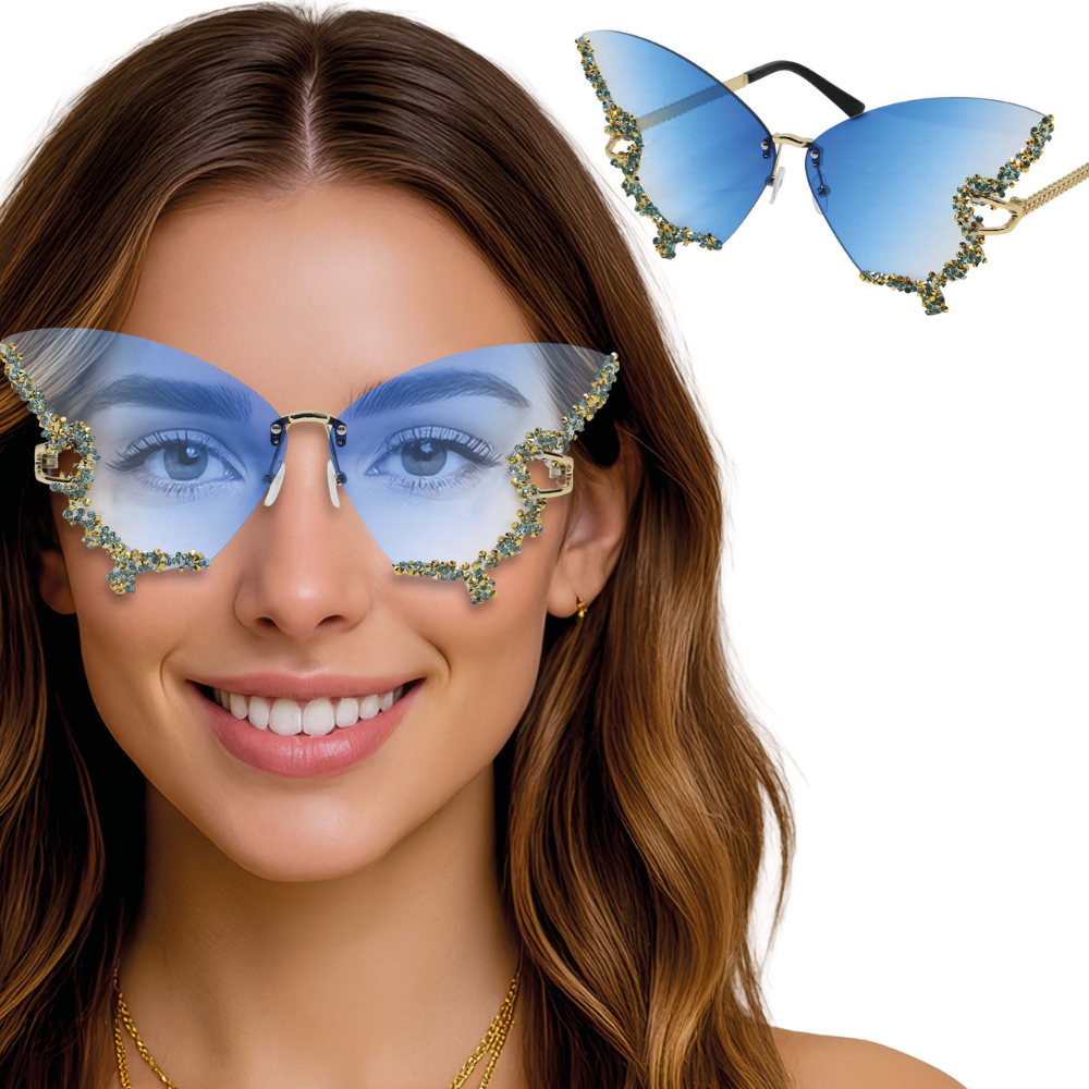 Lunettes papillon bleu