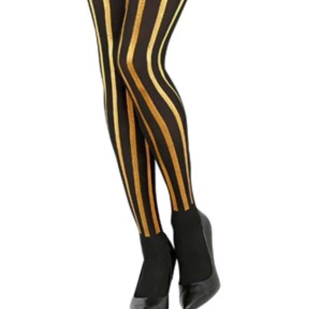Collant rayé noir et or