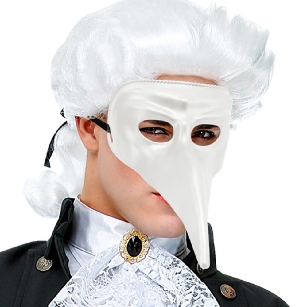 Loup vénitien blanc avec nez