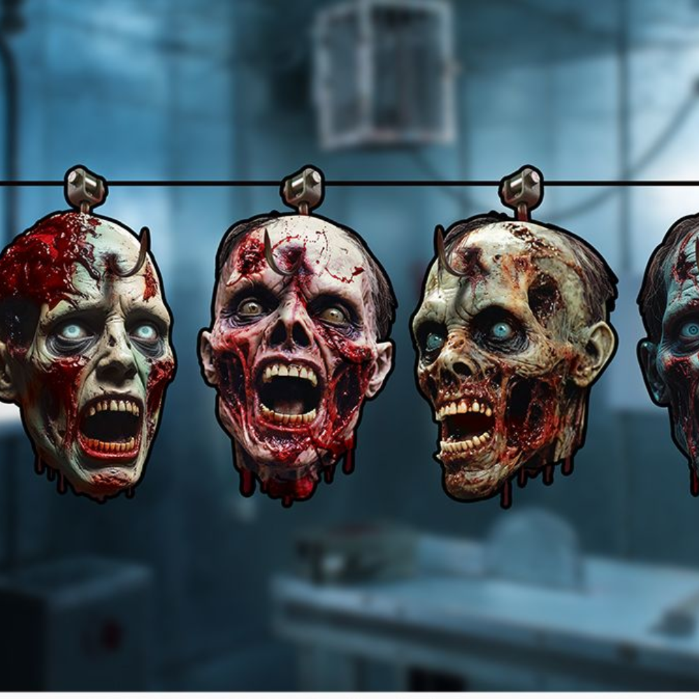 Guirlande horreur têtes de zombies