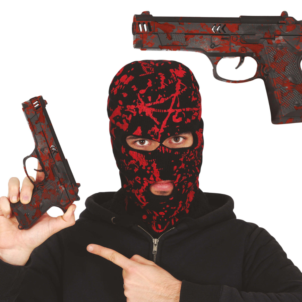 Pistolet noir ensanglanté