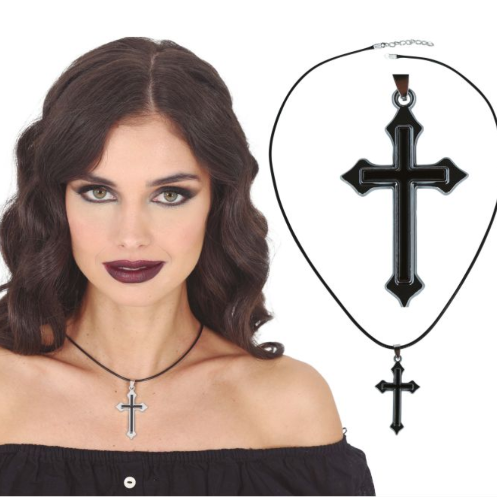 Collier croix noir