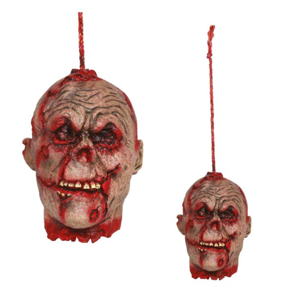Tête suspendue zombi sanglante latex
